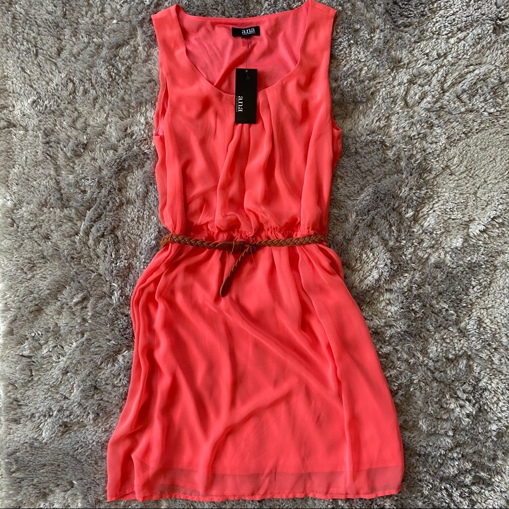 NEW a.n.a Summer Coral Dress with Belt